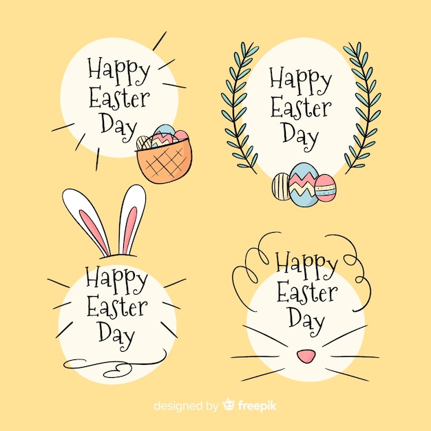 Free vector calligraphic easter badge collection