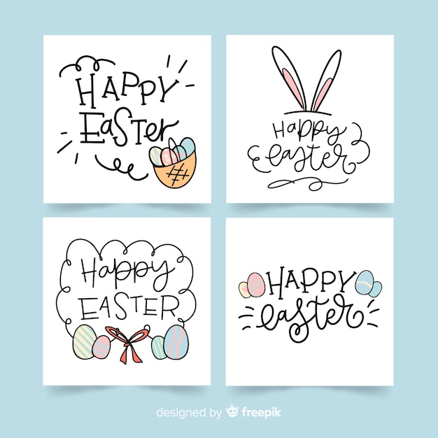 Free vector calligraphic easter card collection