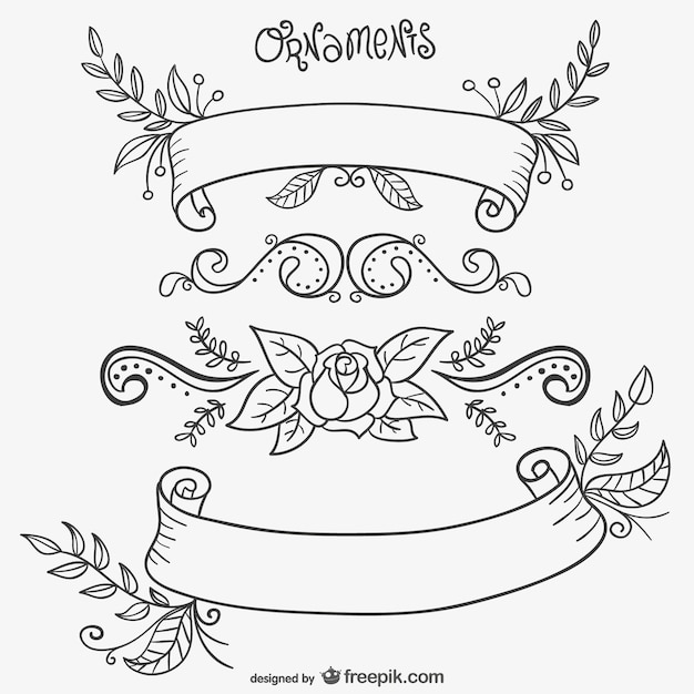 Free vector calligraphic flower with ornaments