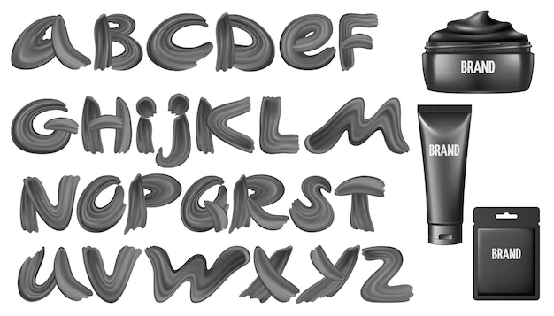 Free vector calligraphic font in black paint and mask