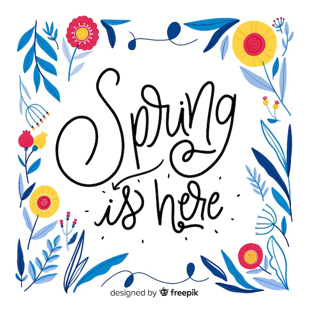 Free vector calligraphic hand drawn floral spring background