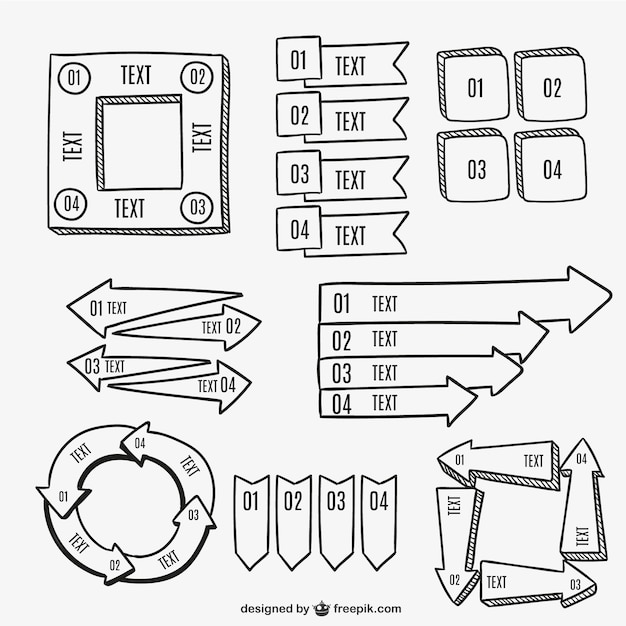 Vettore gratuito oggetti infographic calligrafici