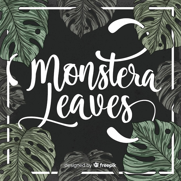 Sfondo di monstera calligrafico