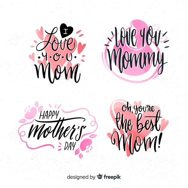 Calligraphic mother's day badge collection
