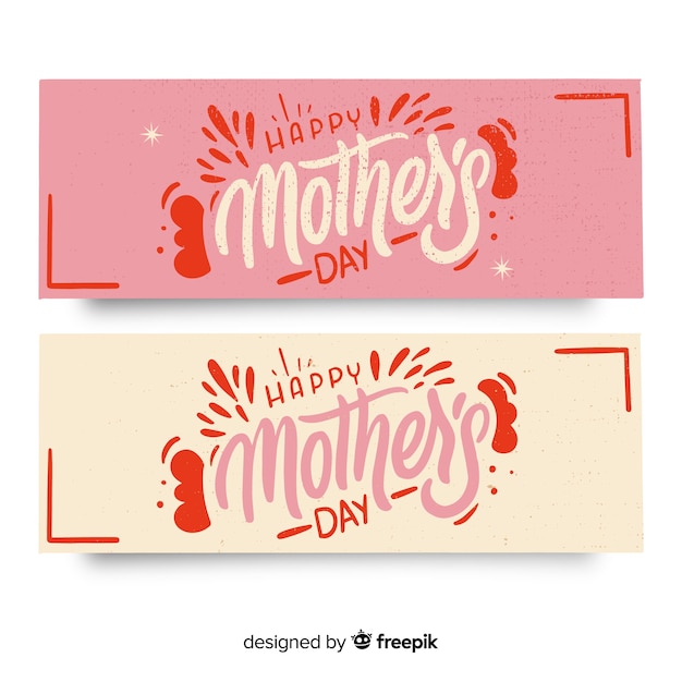 Vettore gratuito banner calligrafico della festa della mamma