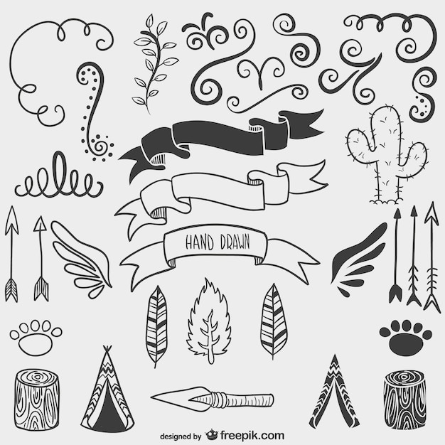 Free vector calligraphic nature drawings