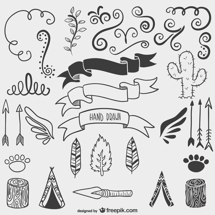 Free Vector calligraphic nature drawings