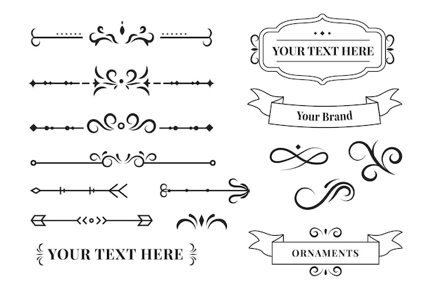 Calligraphic ornamental element collection