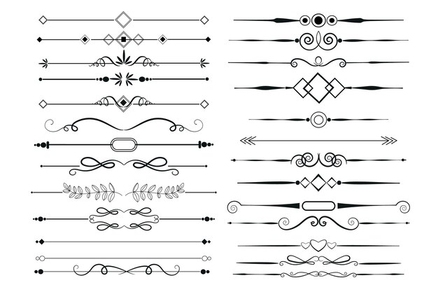 Calligraphic ornamental element set