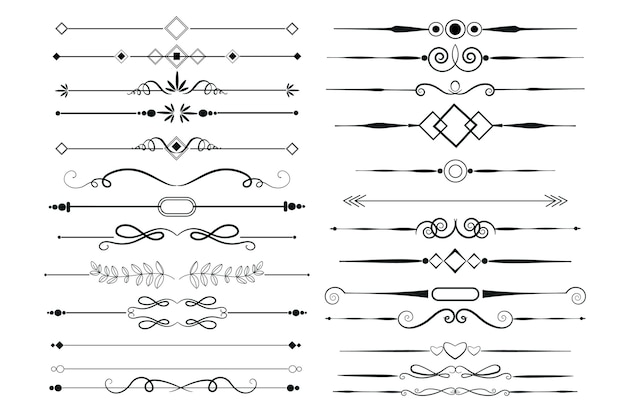 Calligraphic ornamental element set