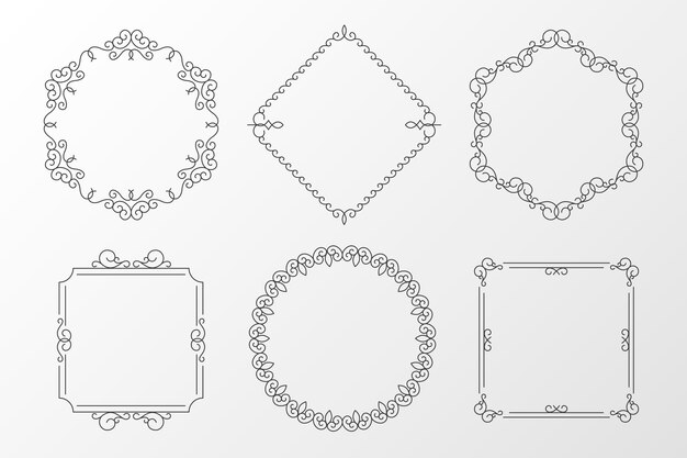 Calligraphic ornamental frame set