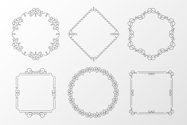 Calligraphic ornamental frame set