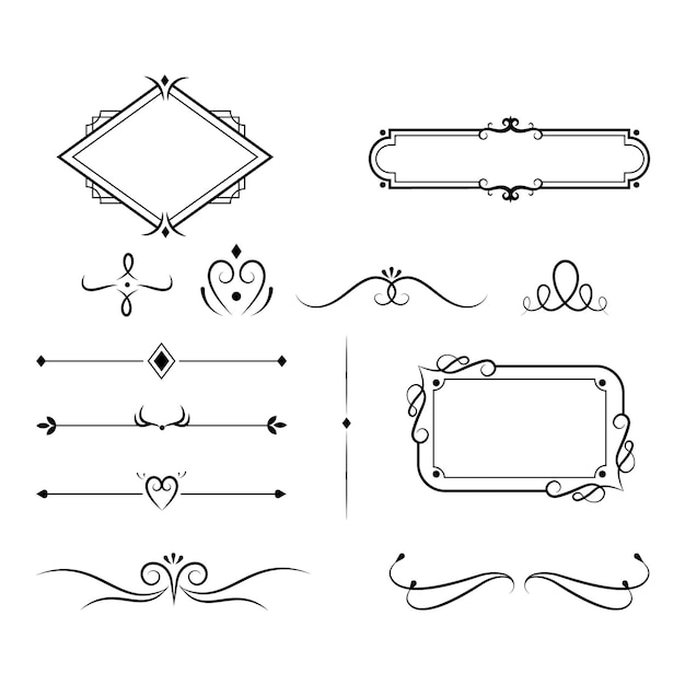 Free vector calligraphic ornamental frames and elements