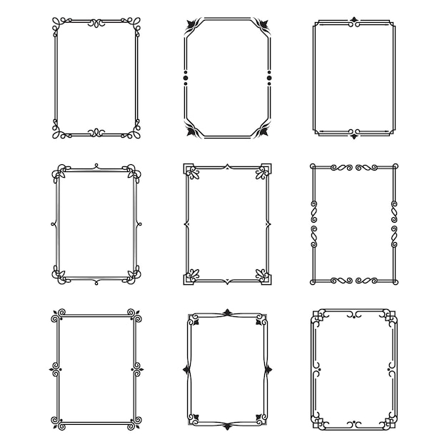 Calligraphic ornamental frames set