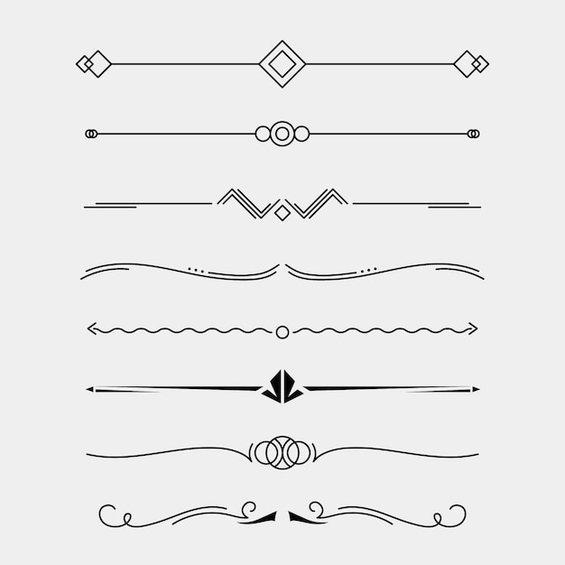 Calligraphic ornamental line divider collection