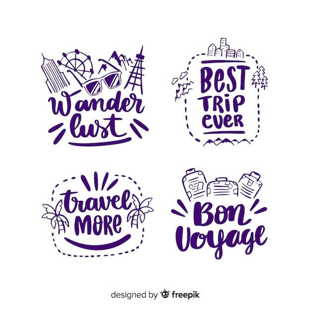 Calligraphic travel badge collection