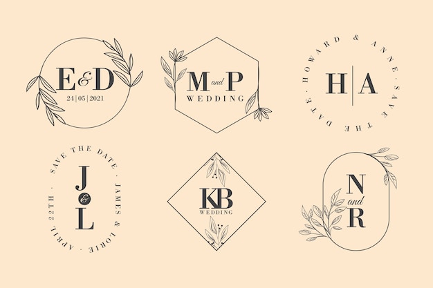 Calligraphic Wedding Monogram Logos