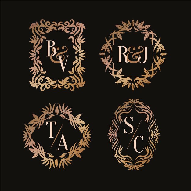 calligraphic wedding monogram logos