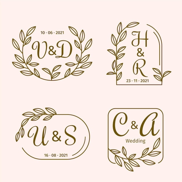 Calligraphic wedding monogram logos