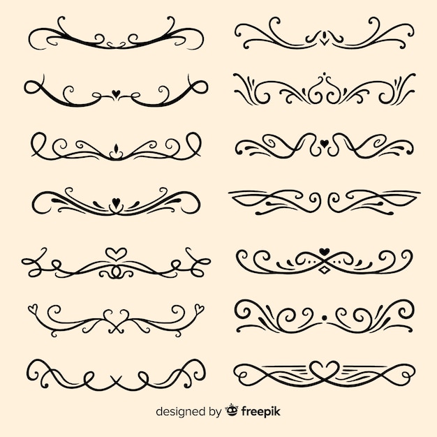 Free vector calligraphic wedding ornament collection