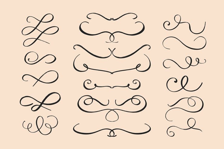 Free Vector calligraphic wedding ornament collection