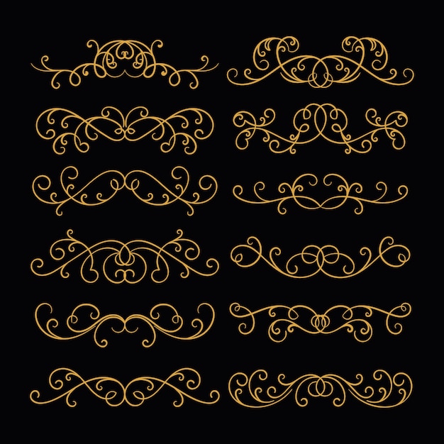Бесплатное векторное изображение Каллиграфическая коллекция свадебных украшений