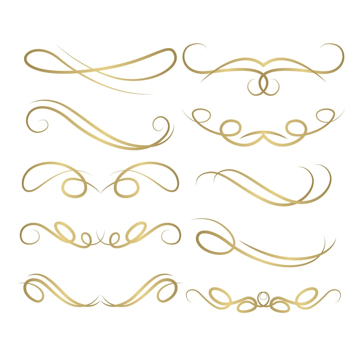 Free Vector calligraphic wedding ornament set