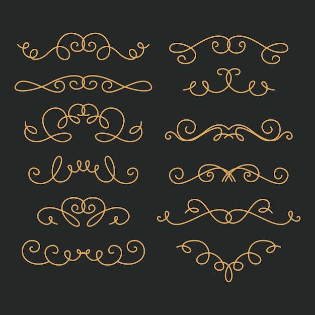 Free vector calligraphic wedding ornament set