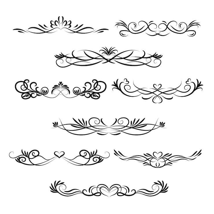 Free Vector calligraphic wedding ornament set