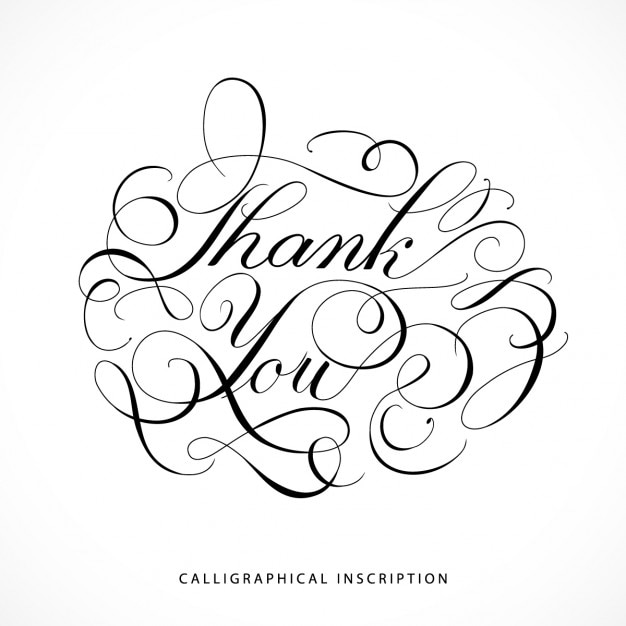 Free vector calligraphical inscription thank you