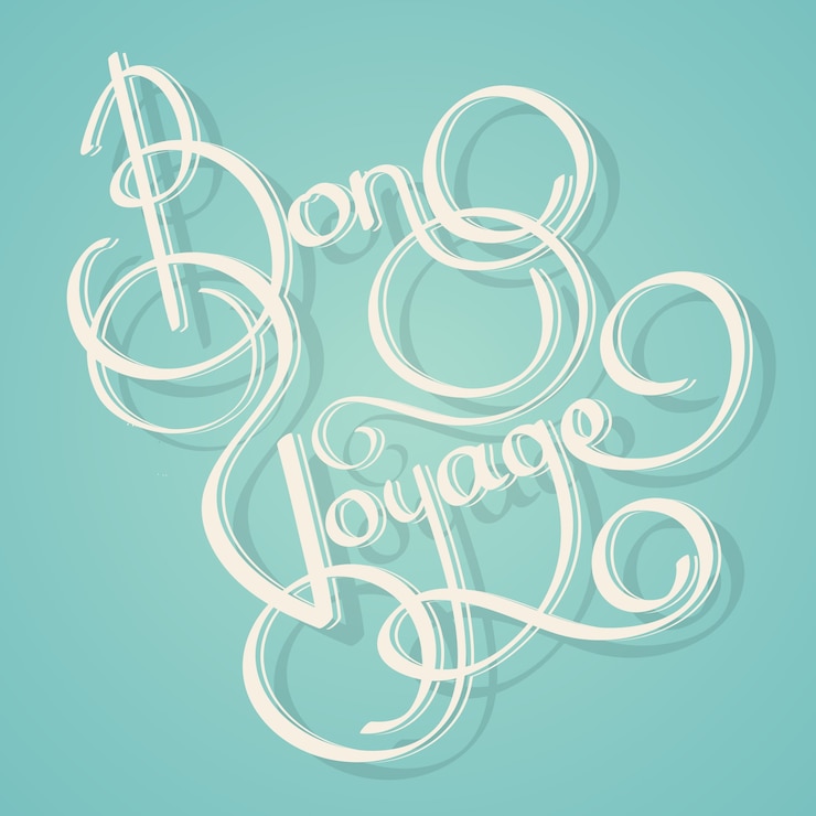 Free Vector calligraphy bon voyage vintage lettering postcard template vector illustration