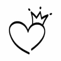 Free vector calligraphy crown and heart