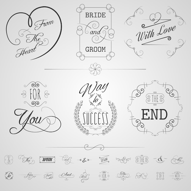 Calligraphy elements set – Free Vector Templates, Download for Vector, Free to Download, Free Illustration