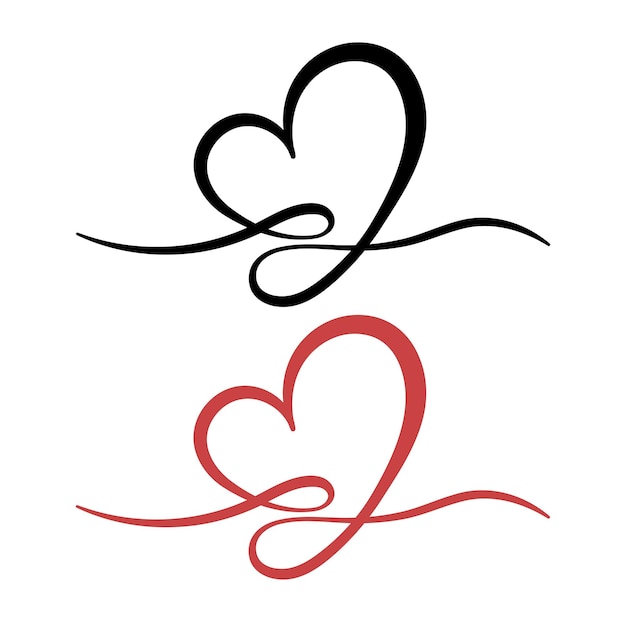 Free vector calligraphy heart black and red