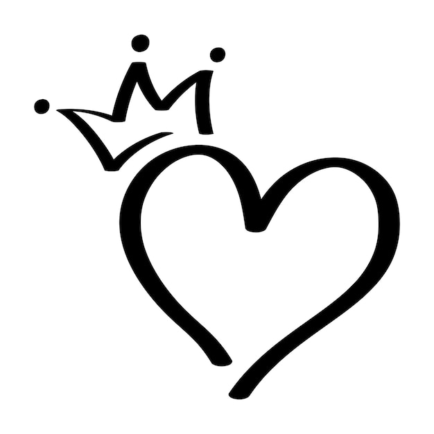 Free vector calligraphy heart and crown