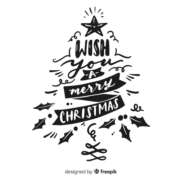 Calligraphy lettering christmas tree