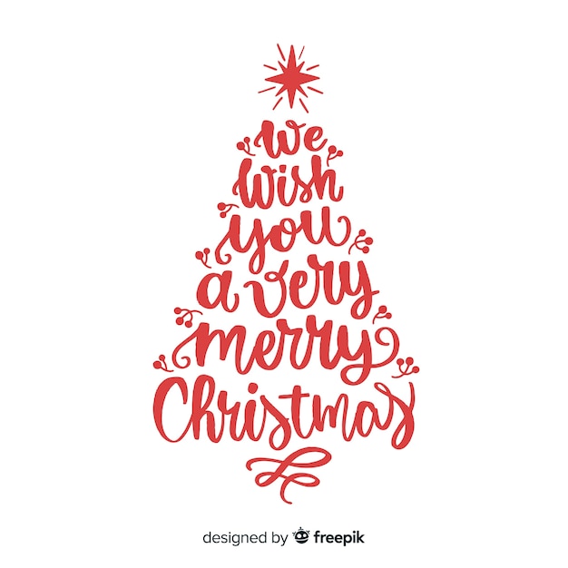 Calligraphy lettering christmas tree