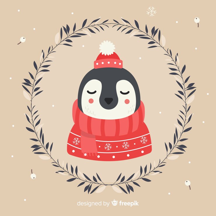 Free Vector calm penguin christmas background