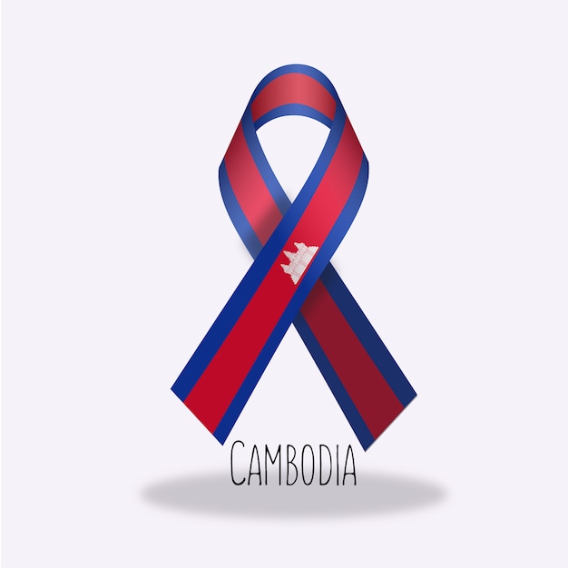 Cambodia flag ribbon design