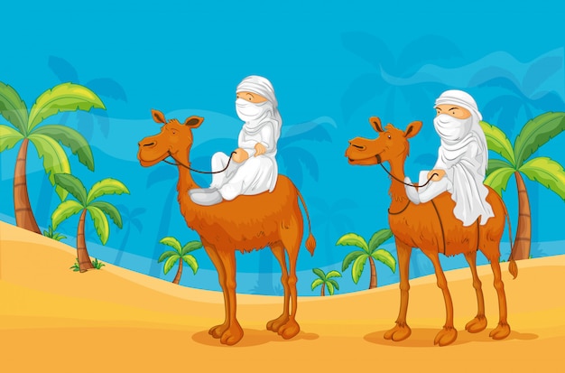Бесплатное векторное изображение Верблюд и арабы