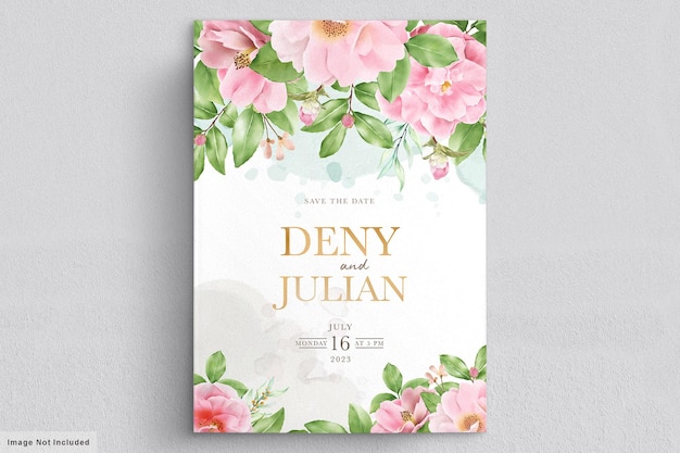 Free vector camellia wedding card template