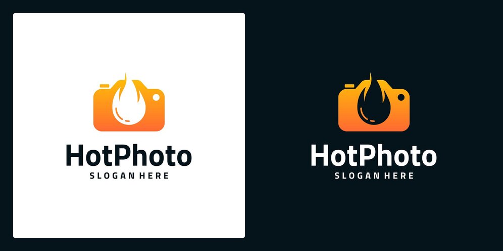  Camera abstract logo design with logo fire symbol vector illustration Premium Vector