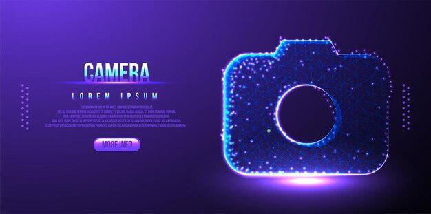 Camera, lens polygonal low poly wireframe background