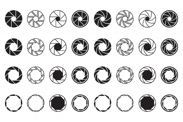 Set di segni di obiettivo della fotocamera