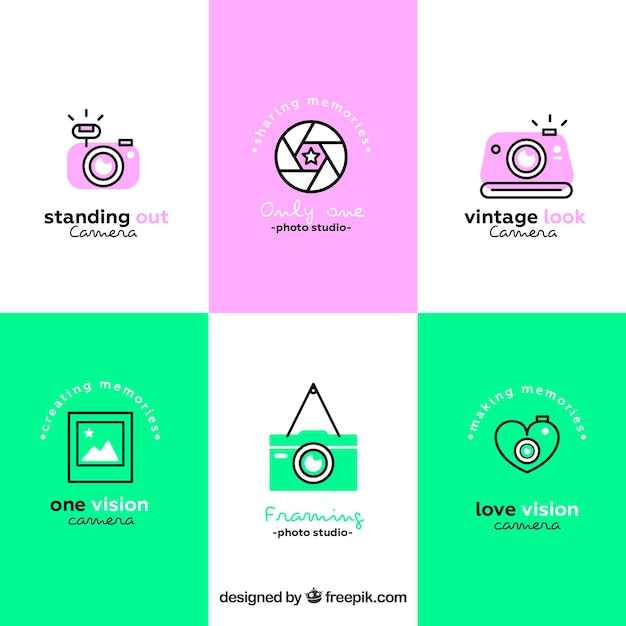 Бесплатное векторное изображение Коллекция логотипов камеры