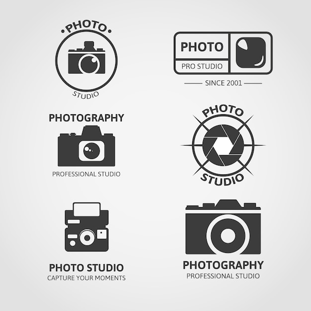 Бесплатное векторное изображение Коллекция логотипов камеры