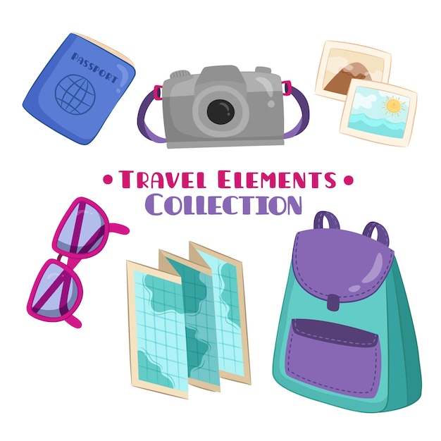 Free vector camera with other travel elements