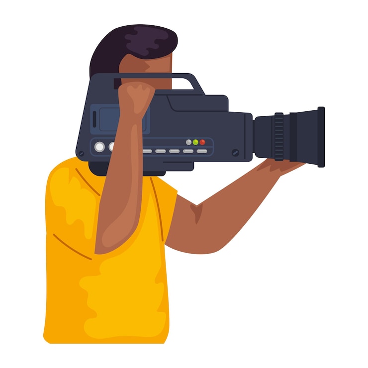 Free Vector cameraman with video camera icon isolated