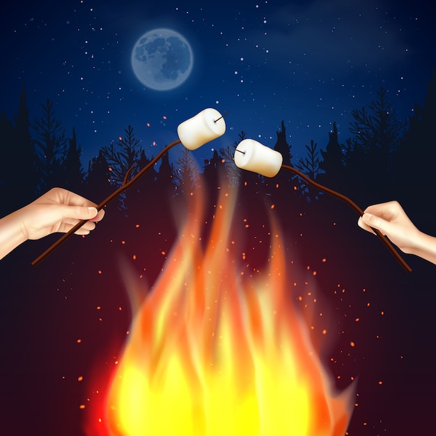 Camp Fire Marshmallow Composition