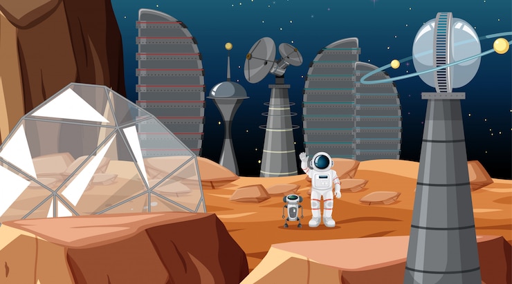 Free Vector camp in space scene